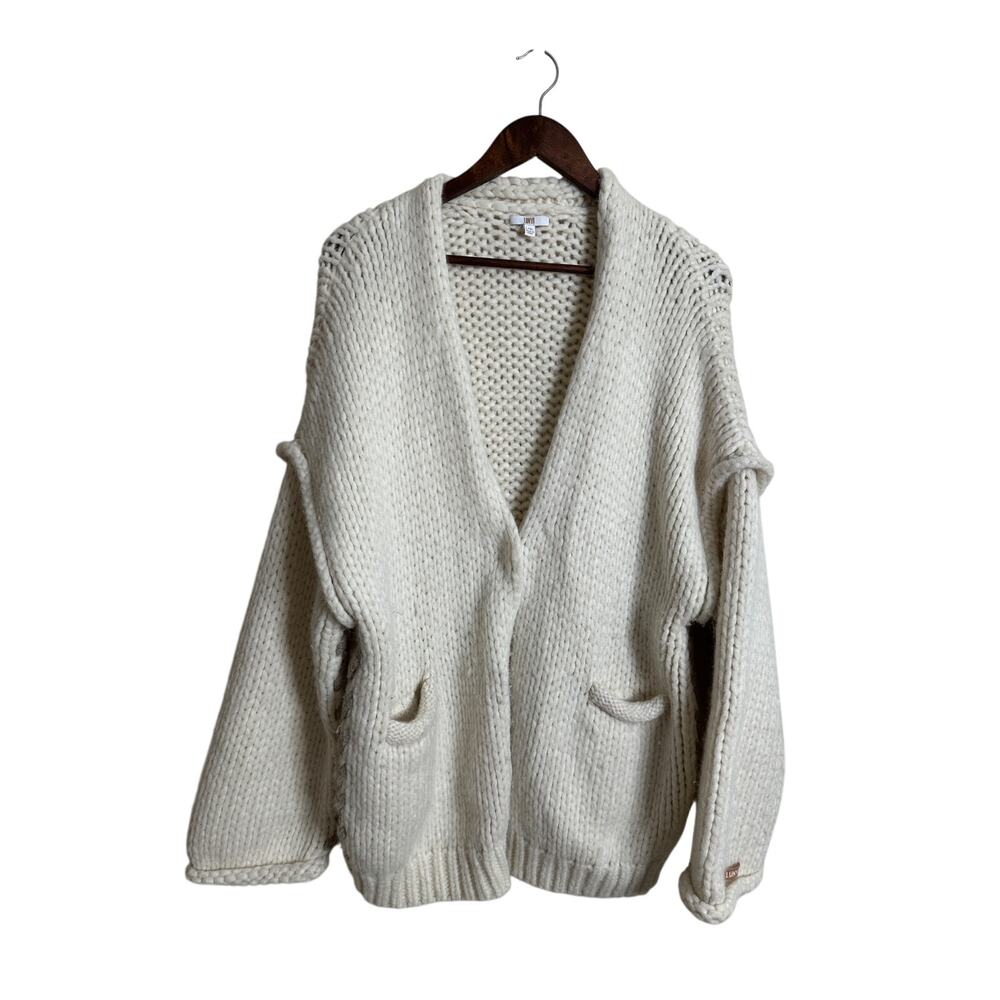 Lunya Lofty Wool Whip Stitch Cardigan Cream Womans L/XL - Picture 3 of 14